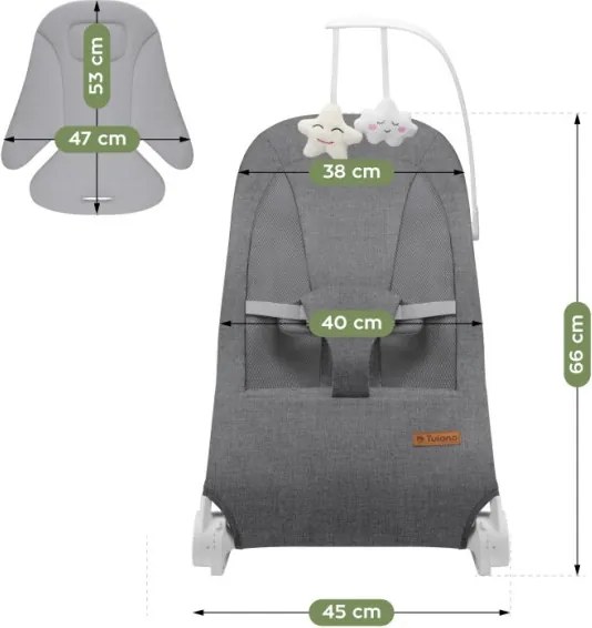 Detské hojdacie kreslo Moon 50 sivé