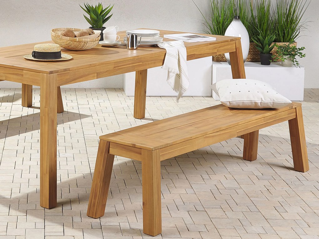 Záhradný stôl z akáciového dreva 210 x 90 cm svetlé drevo LIVORNO Beliani