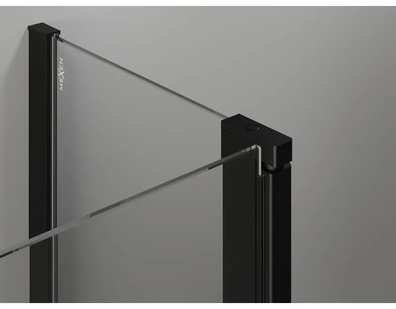 Mexen Otvor pre sprchové dvere MIST (1d+1s) 80x200 cm 6mm čierny, mriežka, ľavý, 8A4-080-000-70-77-L