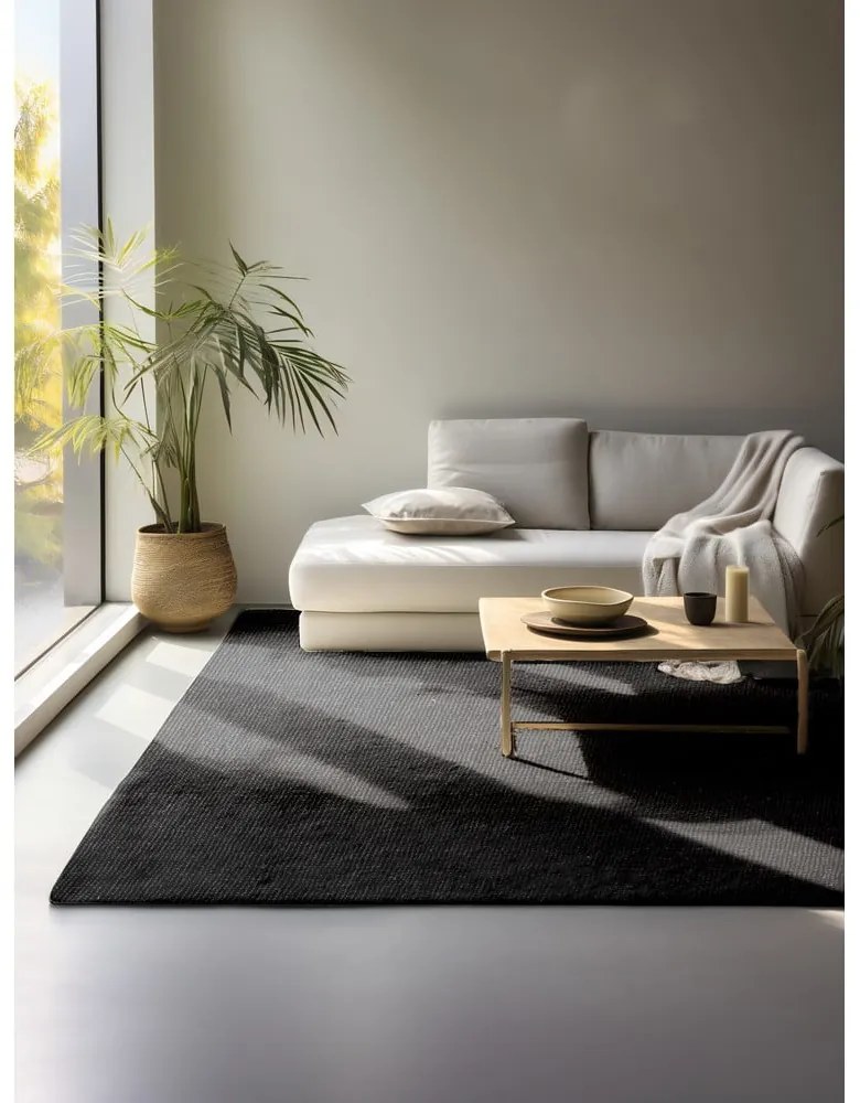 Čierny jutový koberec 80x150 cm Bouclé – Hanse Home