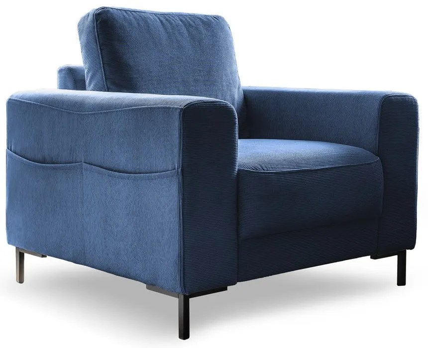 Tmavomodré menčestrové kreslo Lofty Lilly – Miuform