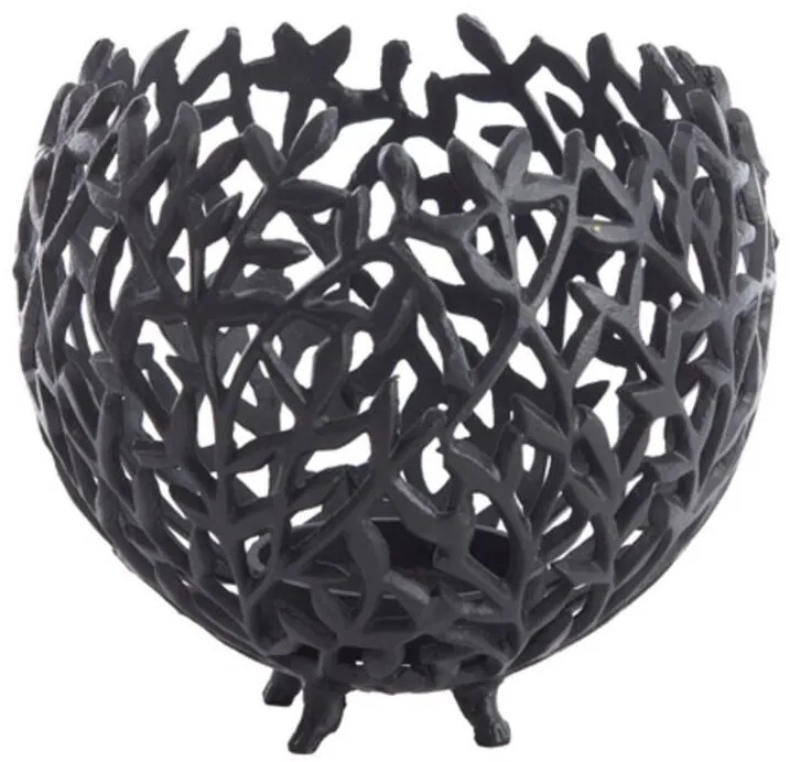 Čierny antik kovový dierovaný svietnik Famari L - Ø 20*17 cm