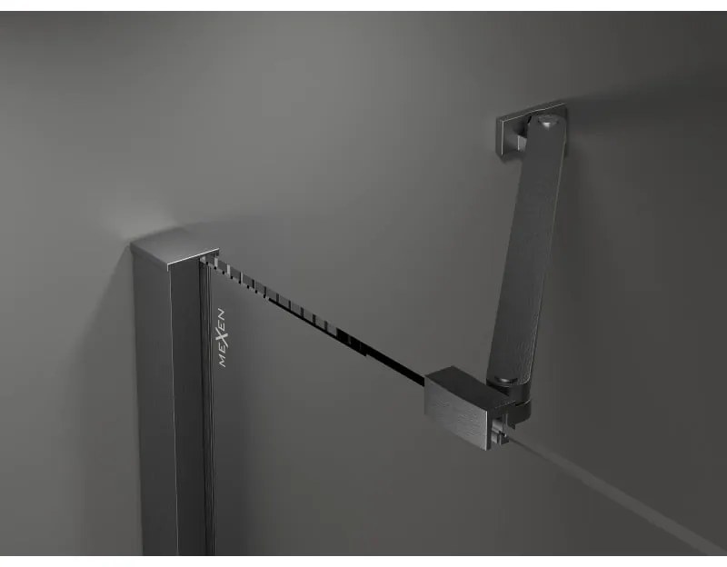 Mexen Velar Duo, posuvné sprchové dvere do otvoru 200 cm, 8mm sklo námraza, grafit brúsený, 871-200-000-32-66