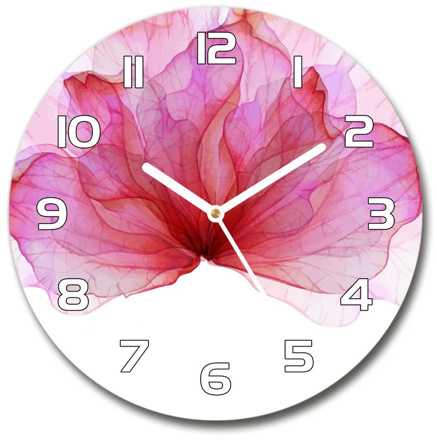 Sklenené hodiny okrúhle Ružové kvety pl_zso_30_f_98648030