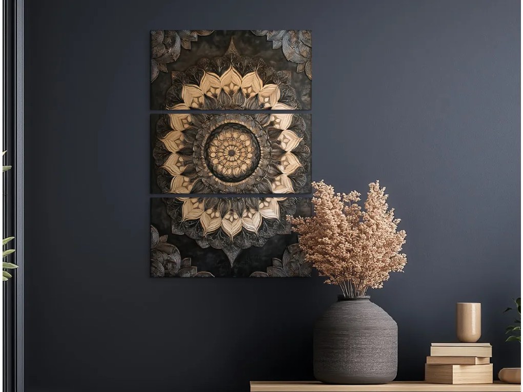 drevko | 3-dielna mandala Zemská rovnováha 76 x 50 cm