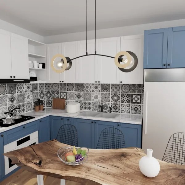 Luster na lanku SKIVA 2xE27/15W/230V čierna/béžová