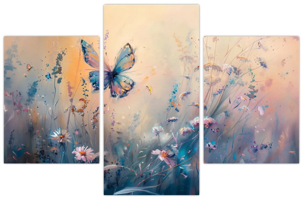 Obraz - Lúka s motýľom II. (90x60 cm)