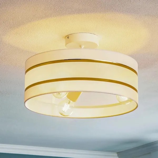 Luster na tyči HELEN 3xE27/15W/230V biela/zlatá