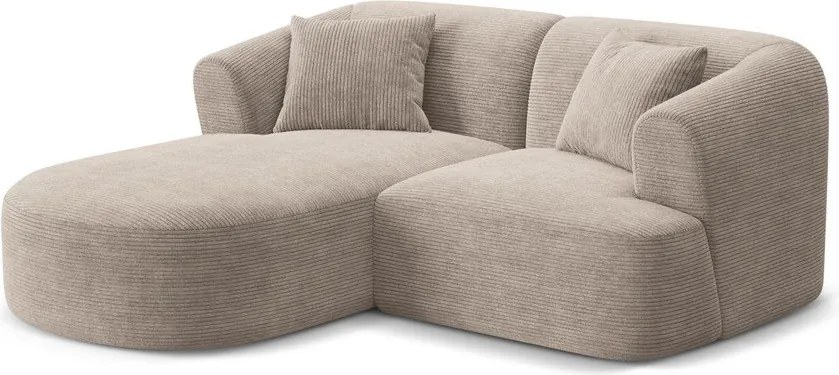 Svetlohnedá menčestrová rohová pohovka (ľavý roh/s leňoškou) Campi – Cosmopolitan Design