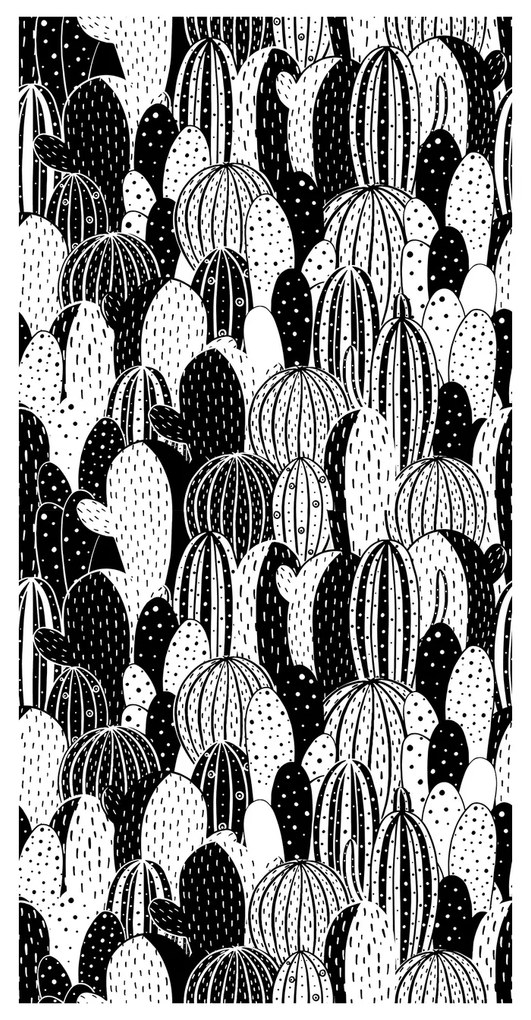 Tapeta - Kaktusy, čiernobiele