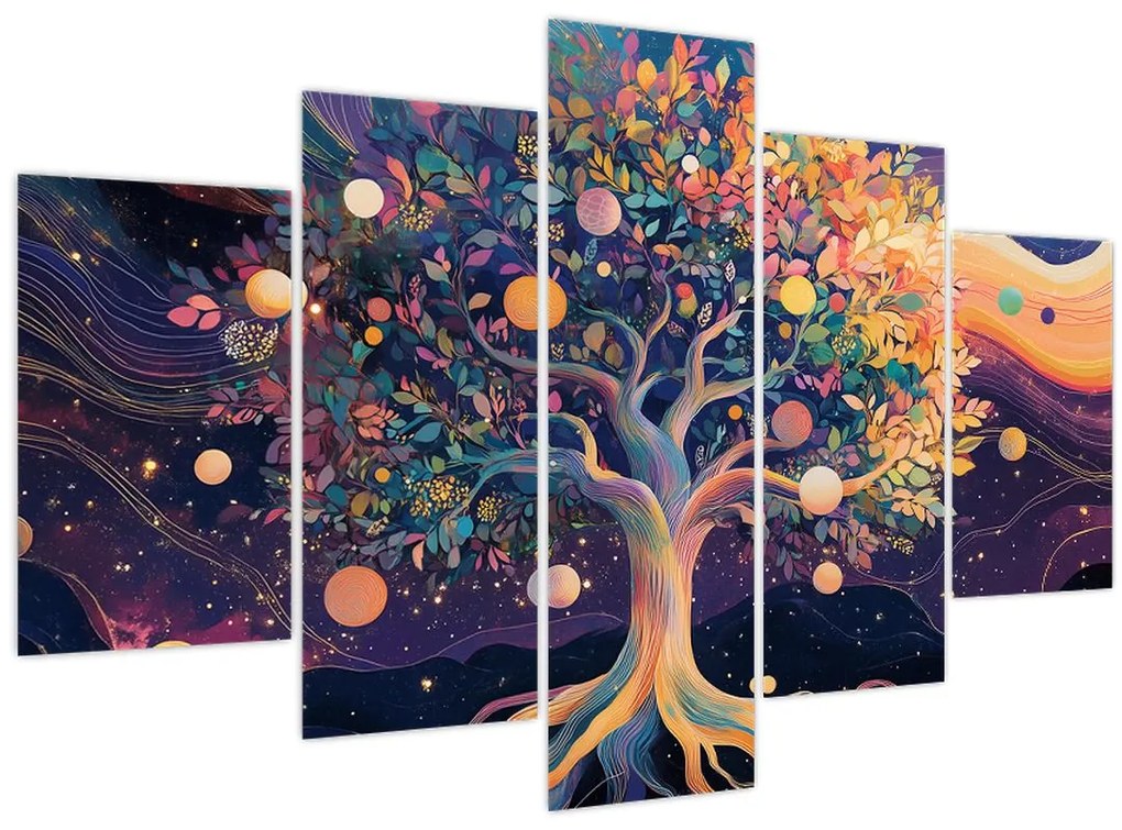 Obraz – Fialový strom plný energie (150x105 cm)