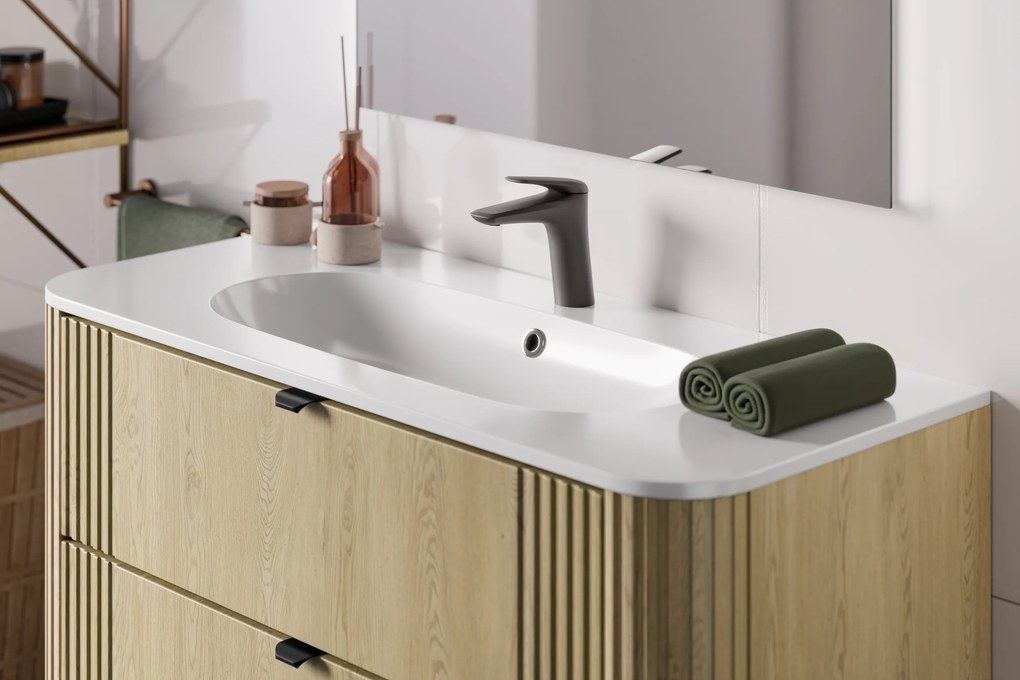 Comad Nábytkové umývadlo z konglomerátu PURE WHITE GLOSS, 100x46 cm, biela lesklá