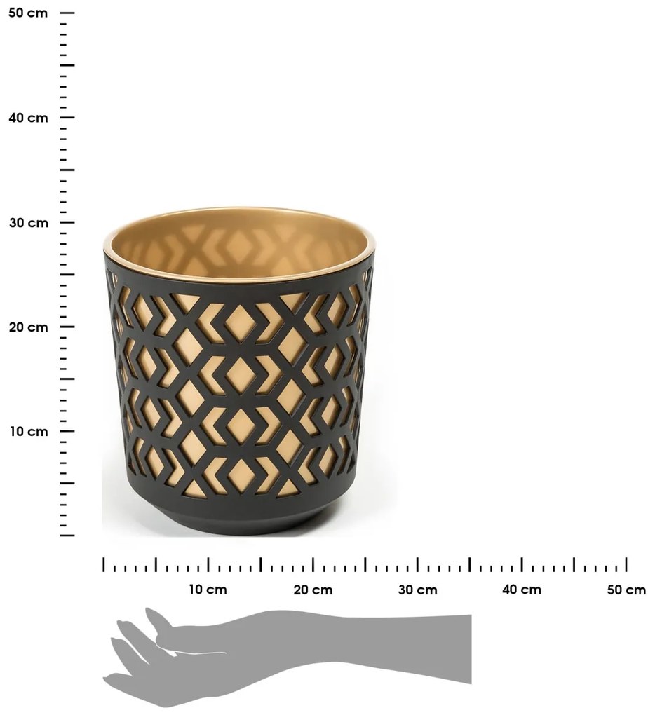 Kvetináč etnický 25x27 cm čierno-zlatý
