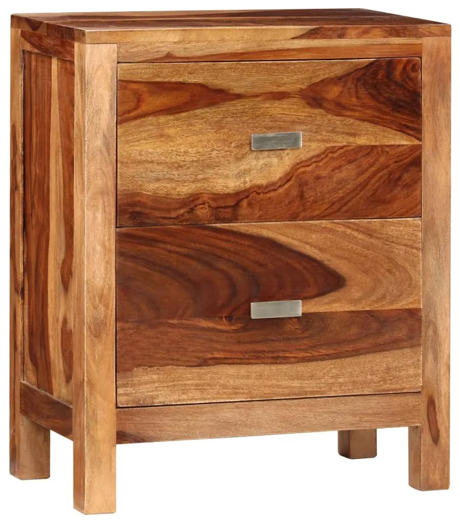 Nočný stolík s 2 zásuvkami, drevený masív sheesham