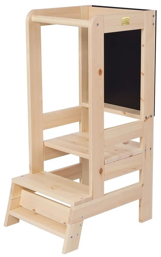 Učiaca veža z borovicového dreva v prírodnej farbe Montessori – Meowbaby