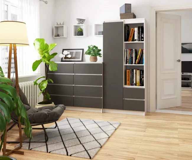 Regál R11 R80 1D 2SZ CLP biely / sivý