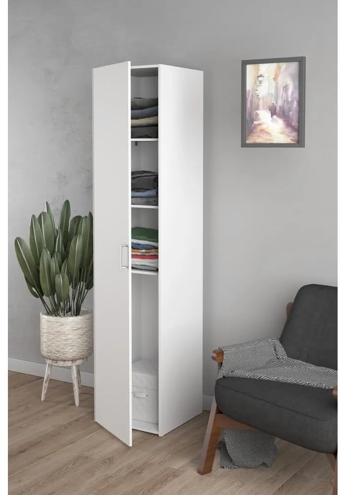 Biela šatníková skriňa 39x175 cm Space – Tvilum