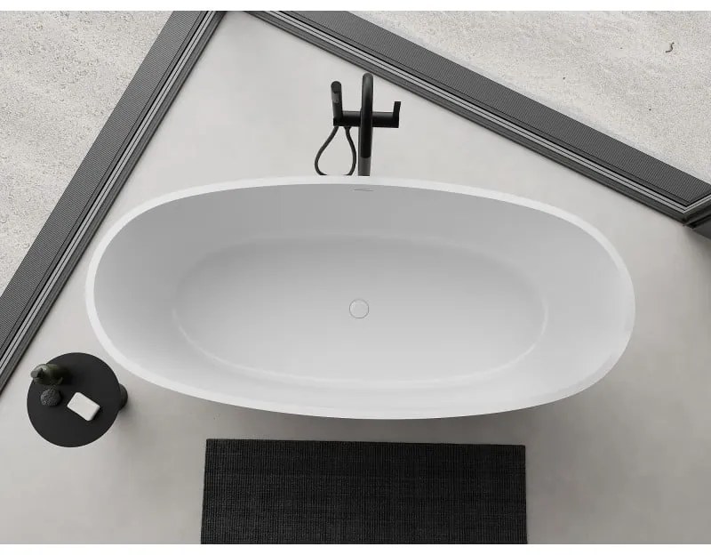 Mexen Torino, voľne stojaca vaňa z konglomerátu 155x78 cm, biela lesklá, 57271557810