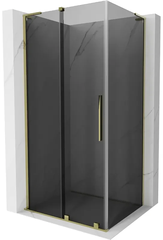 Mexen Velar L, sprchový kút s posuvnými dverami 90 x 110 cm, 8mm šedé sklo, zlatá lesklá, 871-090-110-43-50