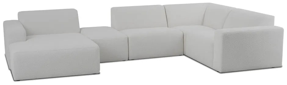 Biela rohová pohovka z textílie buklé (do "U") Roxy – Scandic