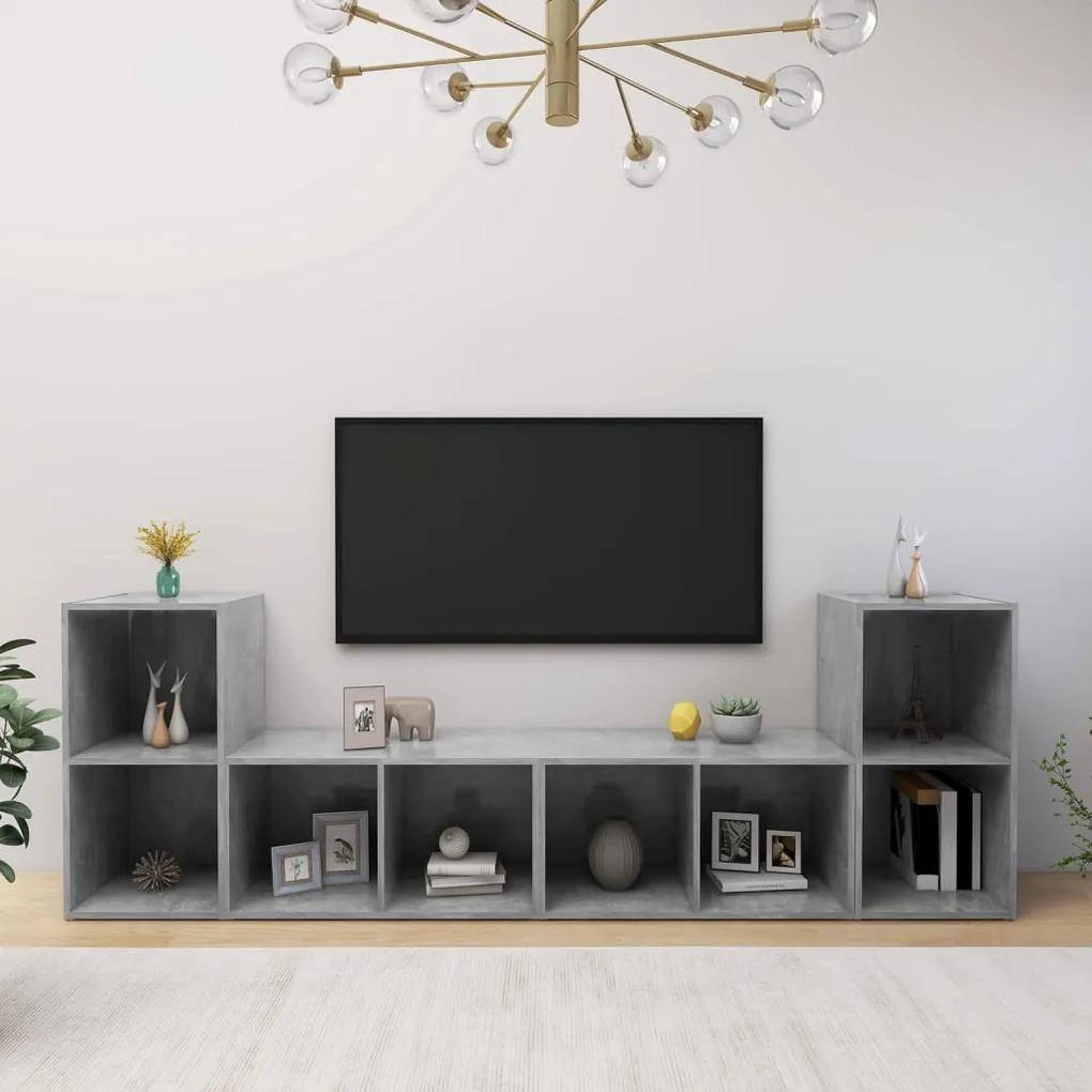 TV skrinky 4 ks betónové sivé 72x35x36,5 cm drevotrieska