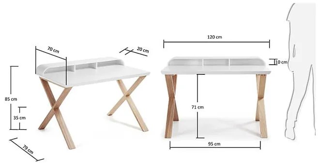 Pracovný stôl success 120 x 70 biely svetlé nôžky MUZZA
