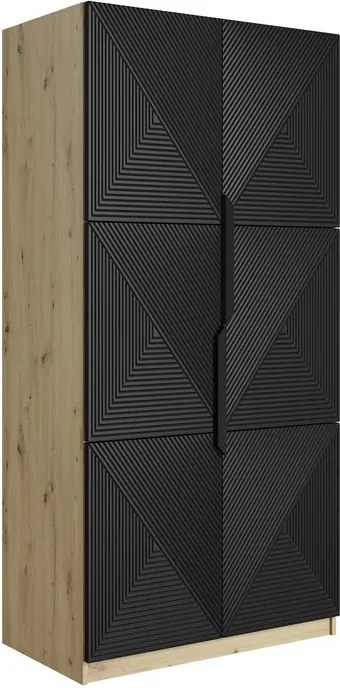 Skriňa Asha 100 cm - artisan / čierna mat / čierne úchytky