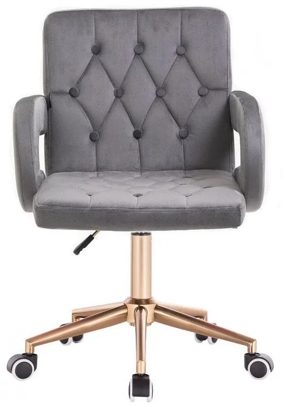 LuxuryForm DESIGN Stolička BOSTON VELUR na zlatej podstave s kolieskami - sivá