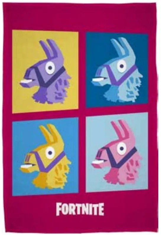 Fleecová deka Fortnite - motív farebné lamy - originálny licenčný produkt Epic Games - 100 x 150 cm