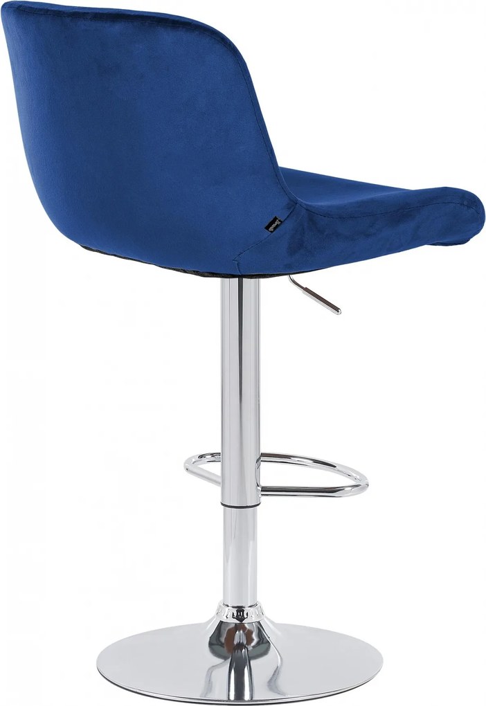 Barová stolička Solon - zamat, chróm rám - modrá