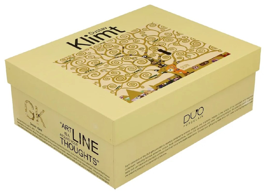 Duo Porcelánová šálka s podšálkou Klimt Ecru Tree Of Life 90 ml sada 2ks