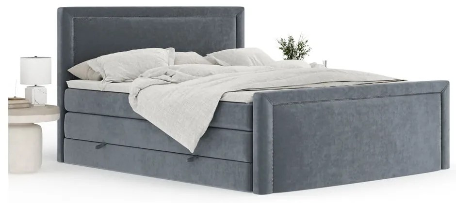 Tmavosivá boxspring posteľ s úložným priestorom 180x200 cm Lavenda – Maison de Rêve