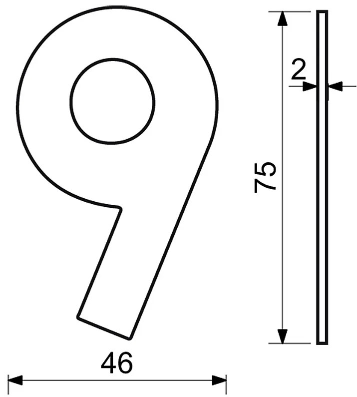 Nerezové číslo v plochom „2D“ prevedení RICHTER RN.75L (čierne), 3, RICHTER Čierna matná
