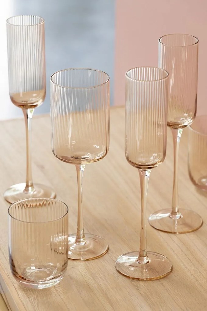 Jantárový pohárik na vodu s vrúbkovaním Ralph - Ø7*9cm / 260ml