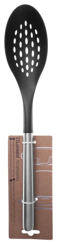 Drážkovaná lyžica Nylon s rúčkou z nehrdzavejúcej ocele 35 cm - 596573