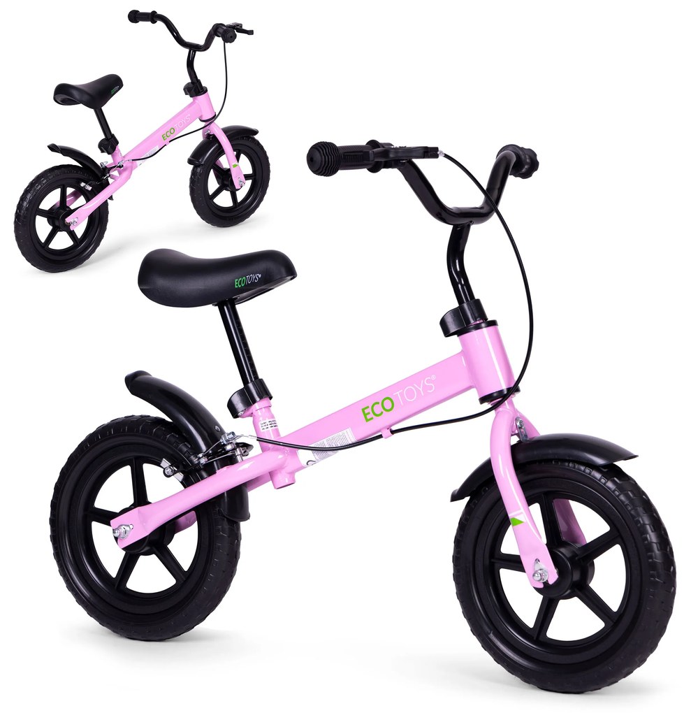 Balančný bicykel s brzdou pre deti, kolesá EVA , ružový