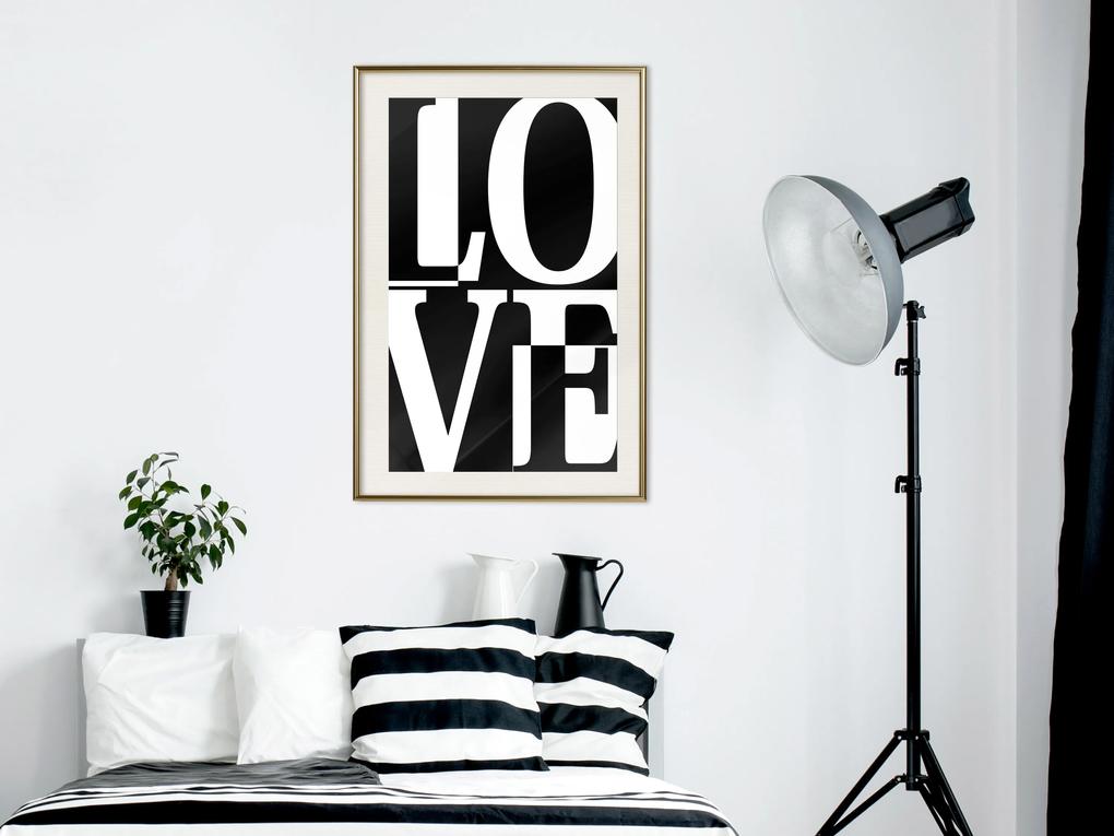 Artgeist Plagát - Black and White Love [Poster] Veľkosť: 30x45, Verzia: Zlatý rám s passe-partout