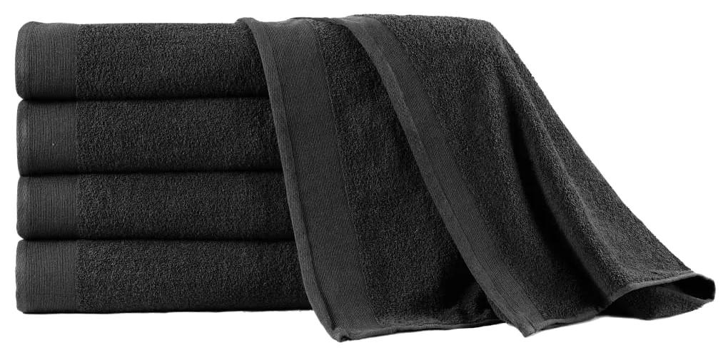 vidaXL 5-dielna sada kúpeľňových uterákov čierna 100x150 cm bavlnená 450 g/m2
