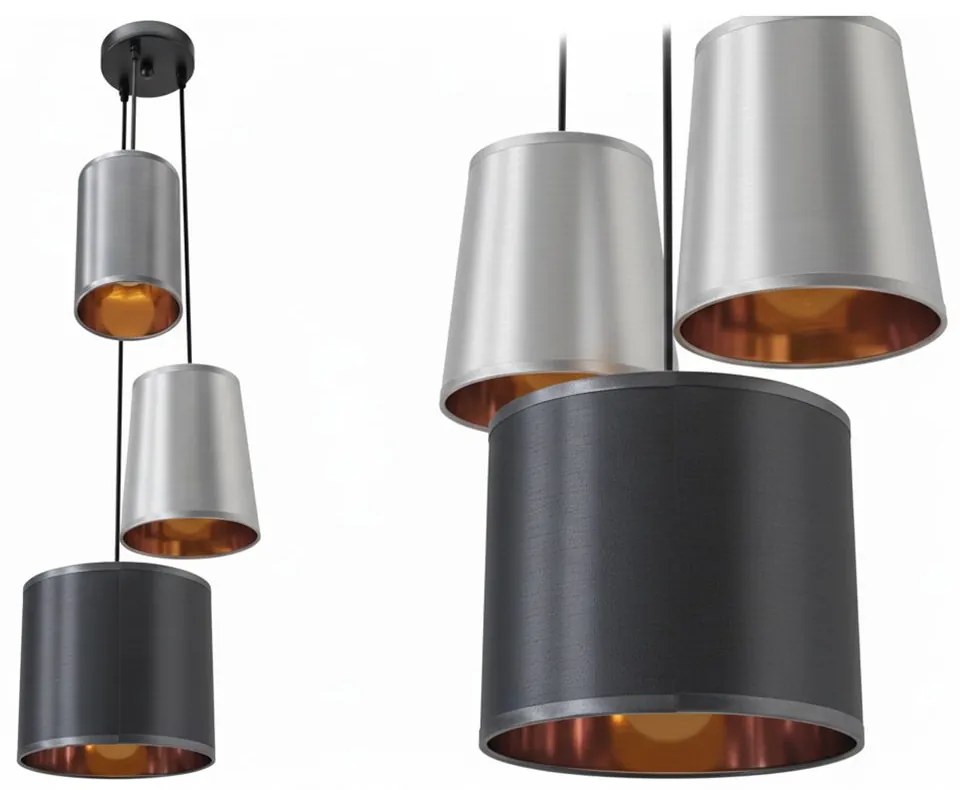 Toolight - Industriálne závesné svietidlo 3xE27 60W APP971-3cp, Biela-šedá-čierna, OSW-03212