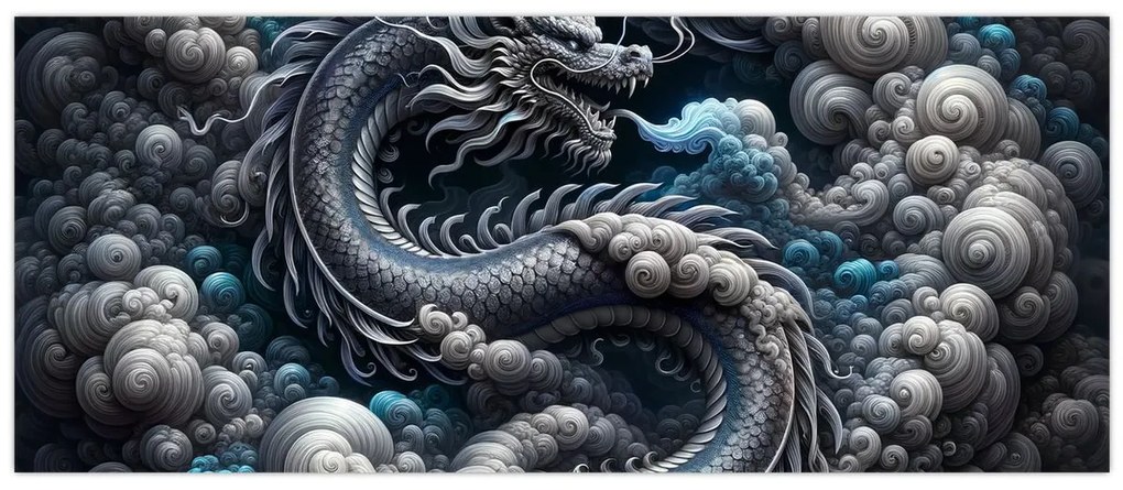 Obraz – Drak v dyme (120x50 cm)