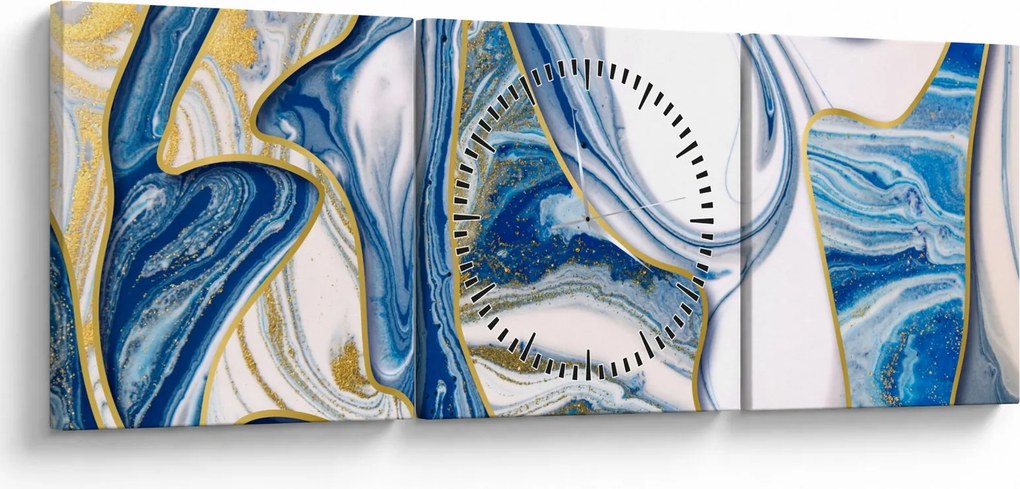 Obraz - Vlny z mramoru (s hodinami) (90x30 cm)