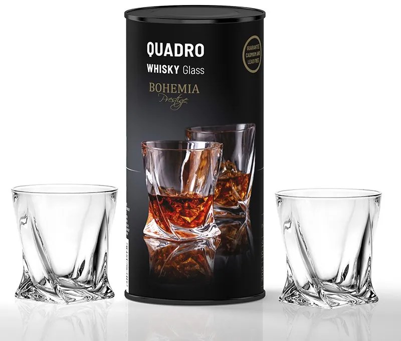 BOHEMIA PRESTIGE QUADRO POHÁR NA WHISKY V TUBE 340 ML SADA 2KS