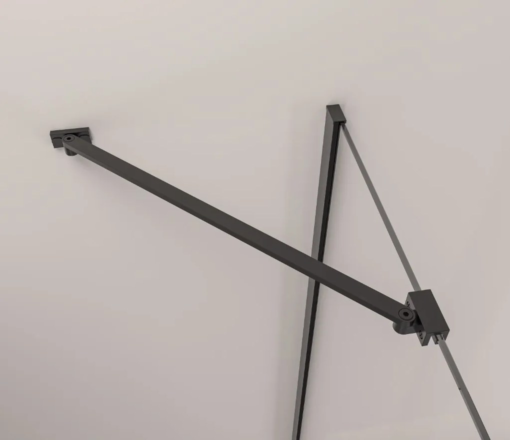 Erga Berlin, pevná stena pre sprchové kúty 100x195 cm, 6mm číre sklo, čierny profil, ERG-V02-BERLIN-G100-BK