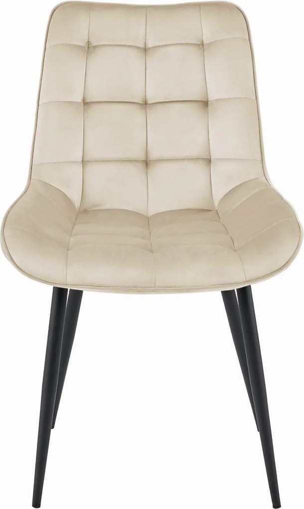 AKCIA Béžová zamatová stolička BERA s čiernymi nohami II. akosť