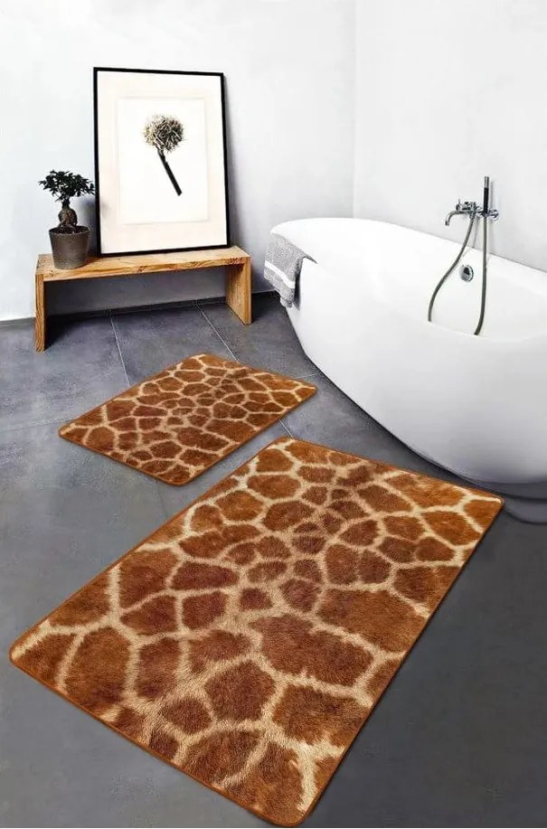 Hnedé zamatové kúpeľňové predložky v súprave 2 ks 60x100 cm – Mila Home