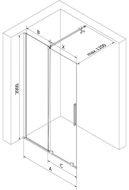 Mexen Velar, posuvné dvere do otvoru typ Walk-In 80 cm, 8mm číre sklo, grafitová matná, 871-080-000-03-66