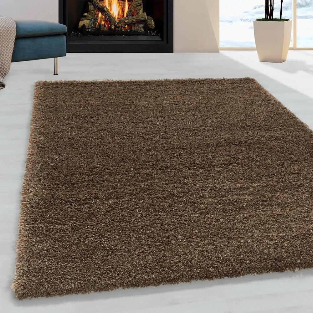 Tmavohnedý koberec 60x110 cm Fluffy – Ayyildiz Carpets