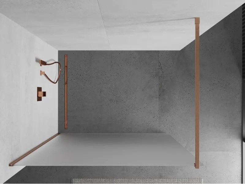 Mexen Kioto, sprchová zástena Walk-In 100 x 200 cm, 8mm sklo námraza, medený matný profil, 800-100-101-65-30