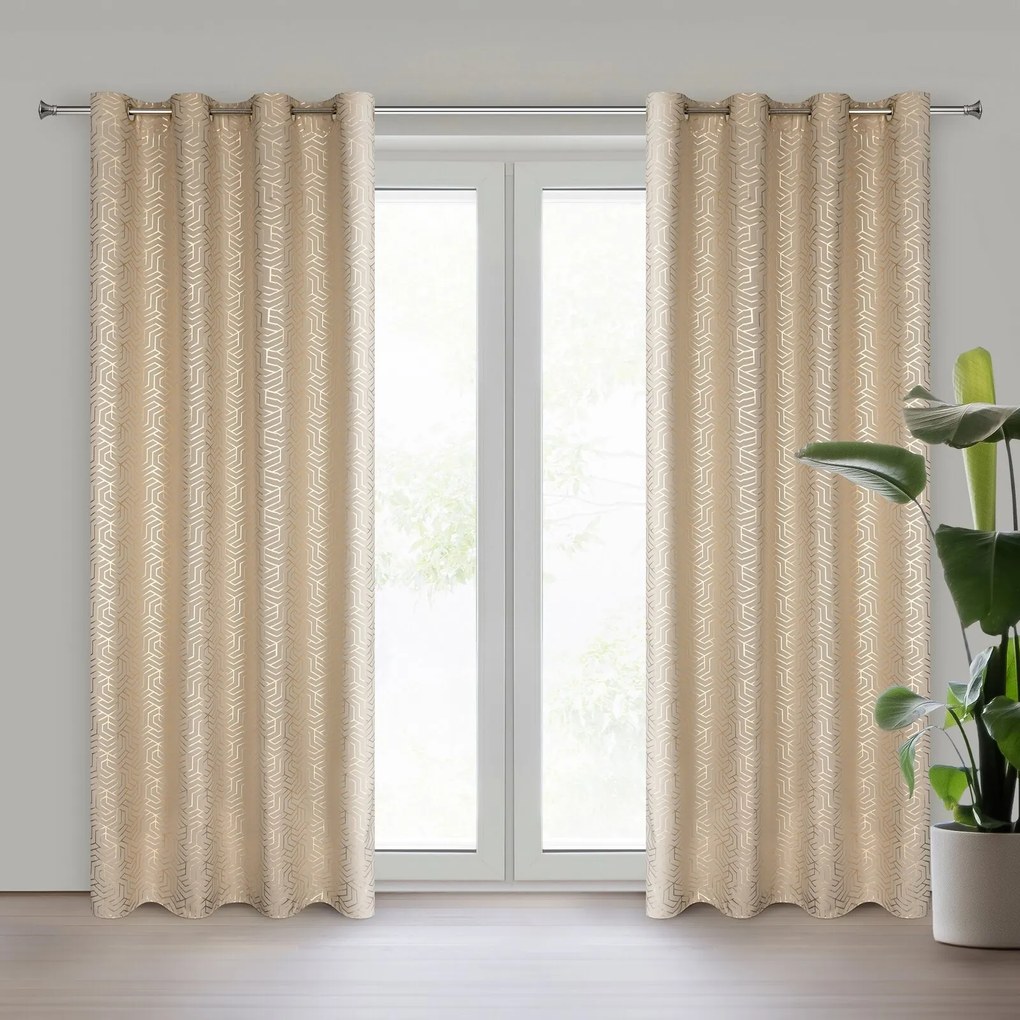 ZÁVES NA KRÚŽKOCH SEMI 140X250 CM VZOROVANÁ