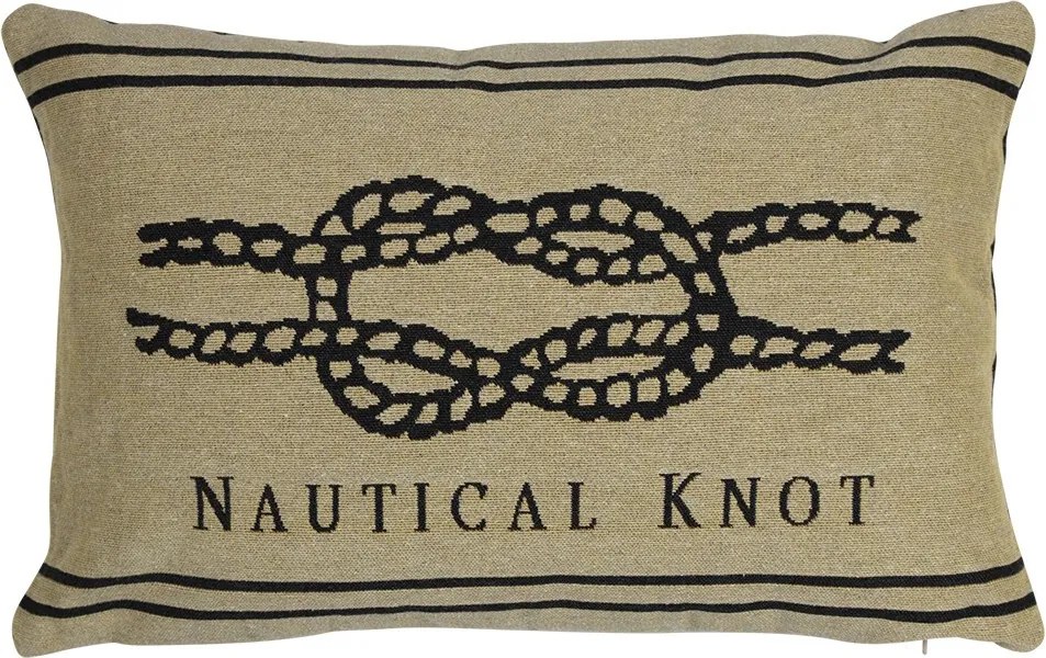 Béžovo-čierny gobelínový vankúš s uzlom Nautical knôt - 45*15*30cm